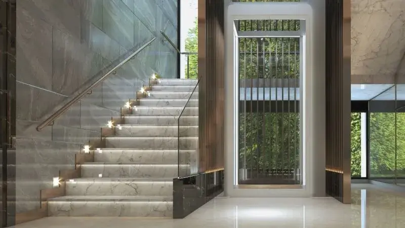 Podświetlane schody marmurowe